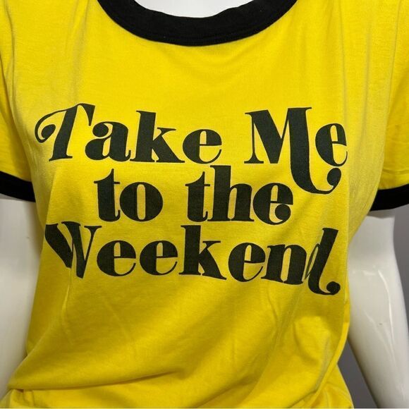 Lularoe "Take me to the Weekend" Yellow/Black T-shirt -- L - Picture 5 of 11